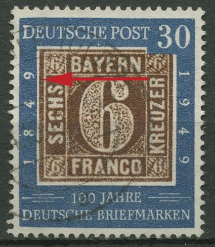 Bund 1949 100Jahre dt. Briefmarken mit Plattenfehler 115 f 1 gestempelt