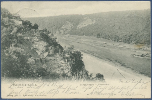 Carlshafen Sängerklippe Wesertal, gelaufen 1901 (AK971)