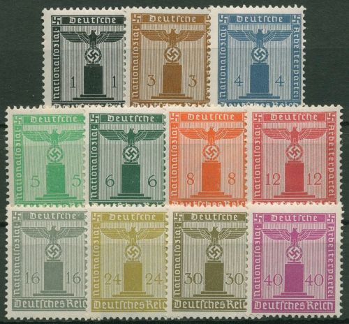 Deutsches Reich Dienstmarken 1938 Adler auf Sockel D 144/54 postfrisch, mit WZ 4