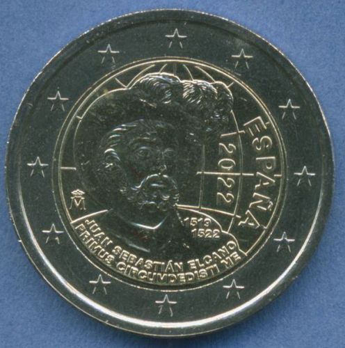 Spanien 2 Euro 2022 Seefahrer Juan Sebastian Elcano vz/st (m5593)