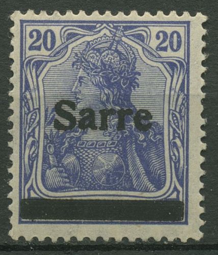 Saargebiet 1920 Germania mit Aufdruck Type I, 8 I mit Falz