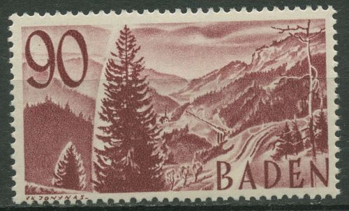 Französische Zone: Baden 1948/49 Höllental Schwarzwald 37 postfrisch