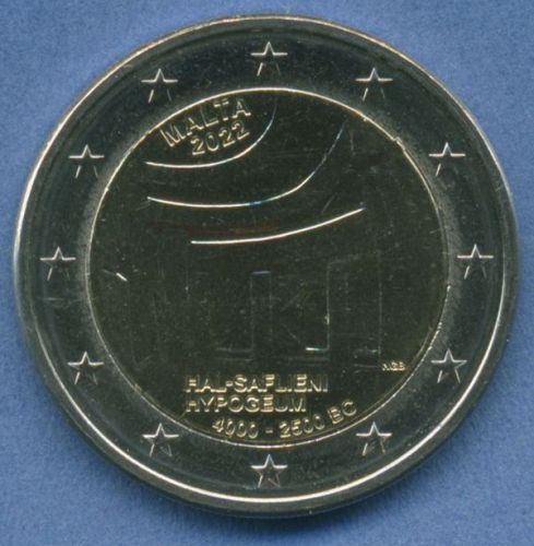 Malta 2 Euro 2022 Prähistorische Stätte Hal-Saflieni, vz/t (m5644)
