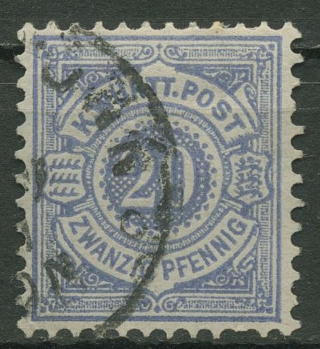 Württemberg 1875 weiße Ziffern im Kreis 47 a gestempelt