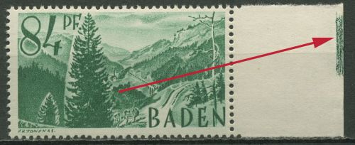 Französische Zone: Baden 1947 mit grüner Randmarkierung 12 yv II postfrisch