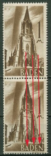 Franz. Zone: Baden 1947 Freib. Münster Plattenfehler 13 yv PF ? postfrisch