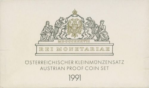 Österreich 1991 Kursmünzensatz 2 Groschen - 20 Schilling im Blister, PP, (m5724)