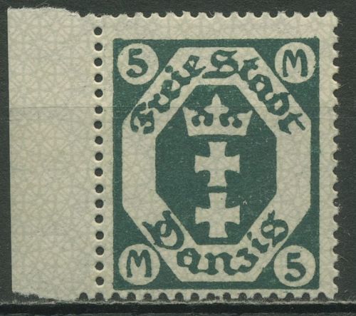 Danzig 1922 kl. Staatswappen mit liegendem Wasserzeichen 108 Y postfrisch