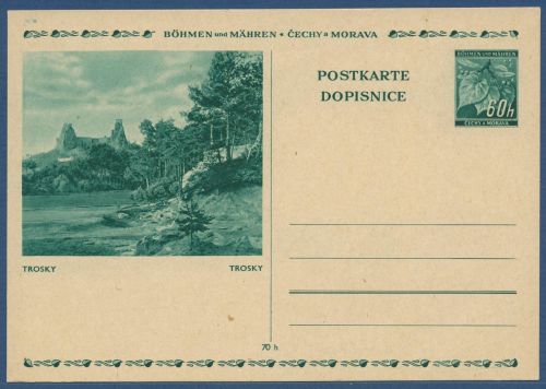 Böhmen und Mähren 1939 Bildpostkarte Trosky P 6 /012 ungebraucht (X40627)