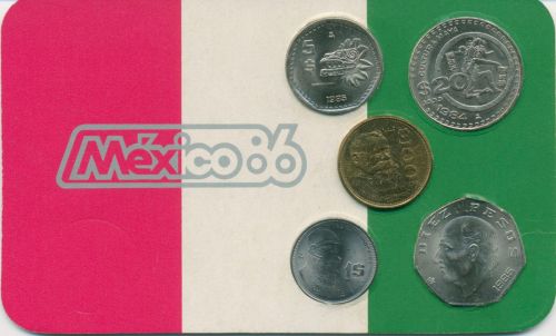 Mexiko 1984/85 Kursmünzen 1 - 100 Pesos im Blister, st (m5735)