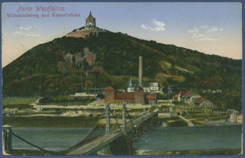 Porta Westfalica Wittekindsberg und Kettenbrücke, gelaufen 1914 (AK1005)