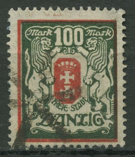 Danzig 1923 Staatswappen mit WZ 3 Y, 128 Y mit Korkstempel