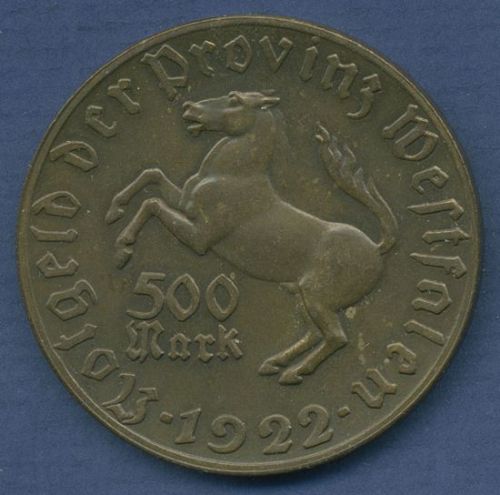 Westfalen 500 Mark 1922 Bronze, Freiherr v. Stein, J N15 vz (m6204)