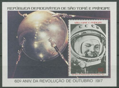 Sao Tomé und Principe 1977 Juri Gagarin Raumfahrt Block 12 postfrisch (C62537)