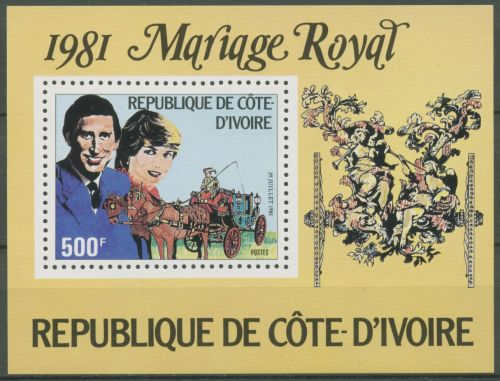Elfenbeinküste 1981 Hochzeit Prinz Charles & Diana Block 18 postfrisch (C62540)