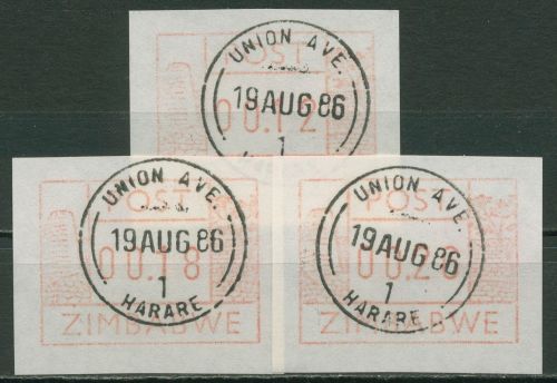 Simbabwe 1985 Automatenmarken Satz Papier sämisch/dunkel ATM 1w S1 gestempelt