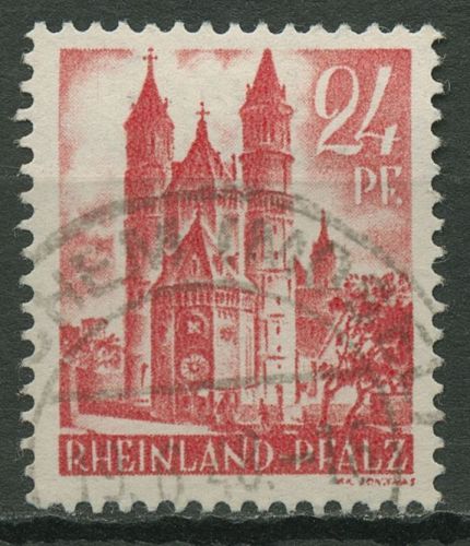 Franz. Zone: Rheinland-Pfalz 1947 Wormser Dom Type III, 8 y v III gestempelt