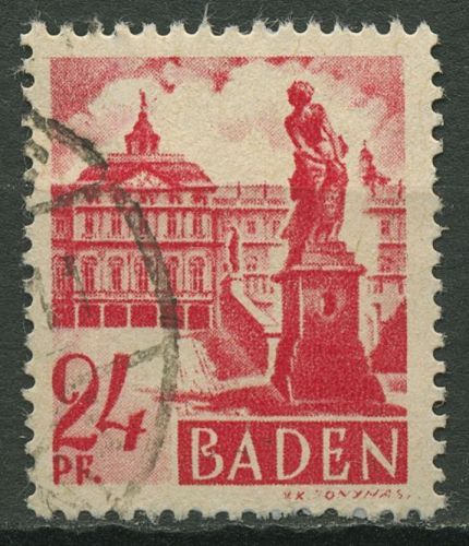 Französische Zone: Baden 1947 Schloss Rastatt Type V, 8 v v V gestempelt
