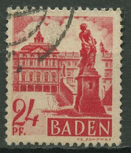 Französische Zone: Baden 1947 Schloss Rastatt Type III, 8 v v III gestempelt
