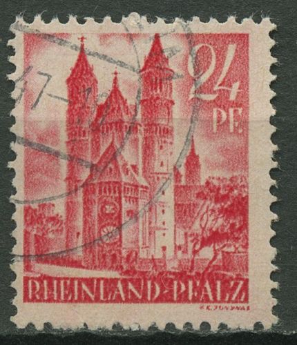 Französische Zone: Rheinland-Pfalz 1947 Wormser Dom Type I, 8 v v I gestempelt