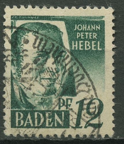 Französische Zone: Baden 1947 Johann Peter Hebel Type I, 4 v v I gestempelt