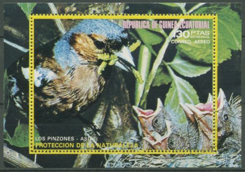 Äquatorialguinea 1976 Tiere Asiatische Vögel Block 240 gestempelt (C62592)