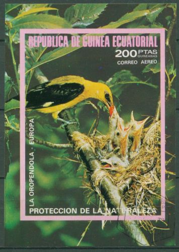 Äquatorialguinea 1976 Tiere Europäische Vögel Block 237 gestempelt (C62593)