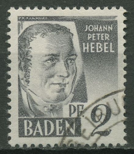 Französische Zone: Baden 1947 Johann Peter Hebel Type I, 1 yv I gestempelt