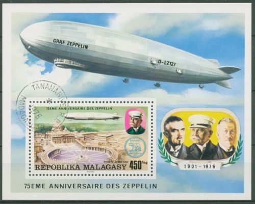 Madagaskar 1976 75 Jahre Zeppelin Luftschiffe Block 11 gestempelt (C62608)