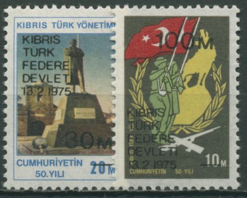 Türkisch-Zypern 1975 Proklamierung der autonomen Regierung 8/9 postfrisch
