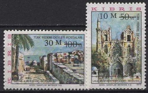 Türkisch-Zypern 1976 Freim. mit Aufdruck der neuen Wertangabe 25/26 postfrisch