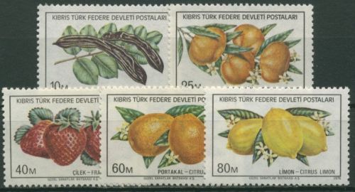 Türkisch-Zypern 1976 Früchte: Mandarinen Erdbeeren Orangen 29/33 postfrisch