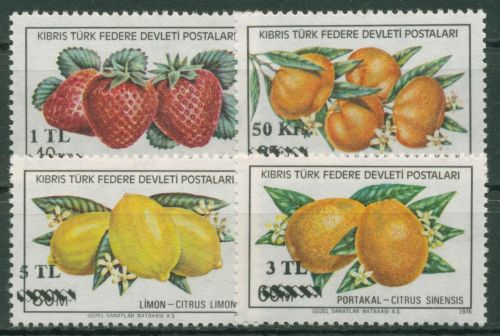 Türkisch-Zypern 1979 Früchte: Mandarinen Erdbeeren Orangen 66/69 postfrisch