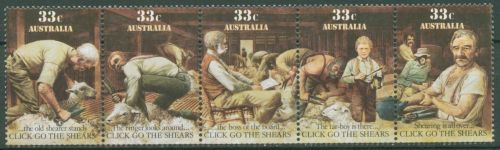 Australien 1986 Folklore Schaf Click go the shears 979/83 ZD postfrisch (C29211)