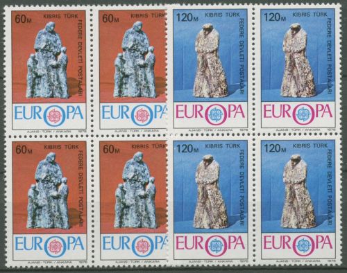 Türkisch-Zypern 1976 Europa CEPT Kunst Statuetten 27/28 4er-Block postfrisch