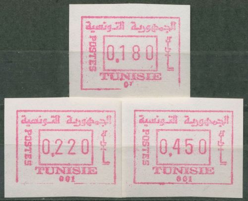 Tunesien 1992 Automatenmarken Satz 180/220/450, ATM 1.1 w S1 postfrisch