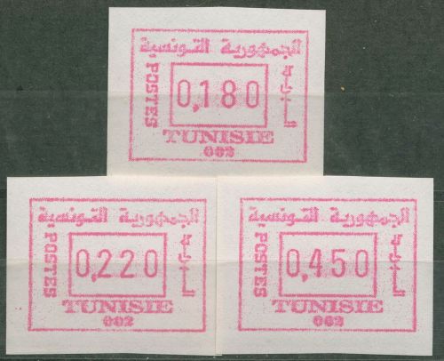 Tunesien 1992 Automatenmarken Satz 180/220/450, ATM 1.2 w S1 postfrisch