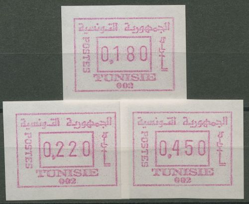 Tunesien 1992 Automatenmarken Satz 180/220/450, ATM 1.2 y S1 postfrisch