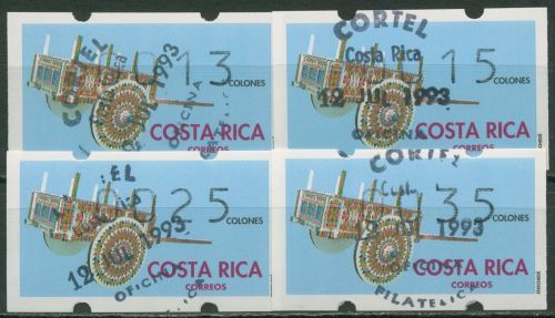 Costa Rica 1993 Automatenmarken Satz 13/15/25/35 ATM 1 S1 gestempelt Ersttag