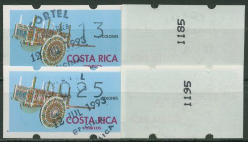 Costa Rica 1993 Automatenmarken Satz 13/15/25/35 ATM 1 S1 mit Nr. gest. Ersttag