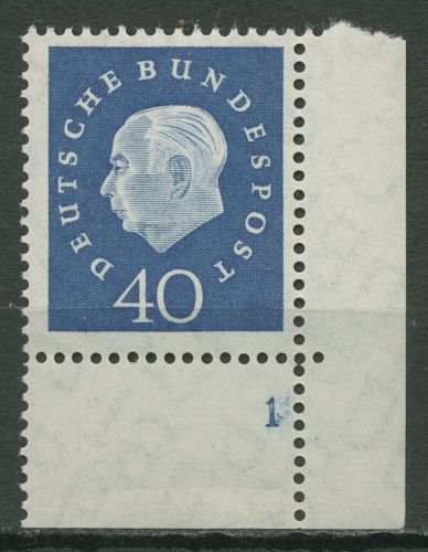 Bund 1959 Heuss Medaillon Bogenmarke mit Formnummer 305 Ecke 4 FN 1 postfrisch