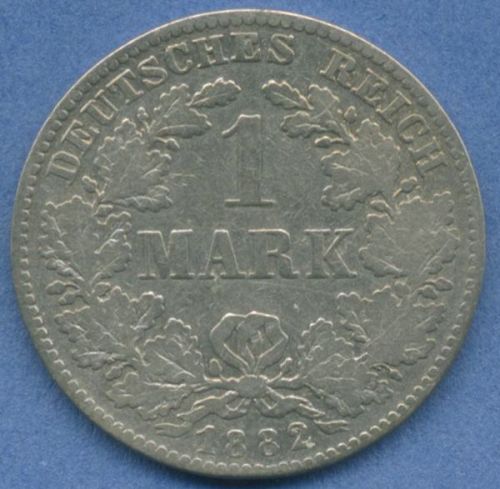 Deutsches Reich 1 Mark Kursmünze 1882 H, J 9, schön, selten (m5804)