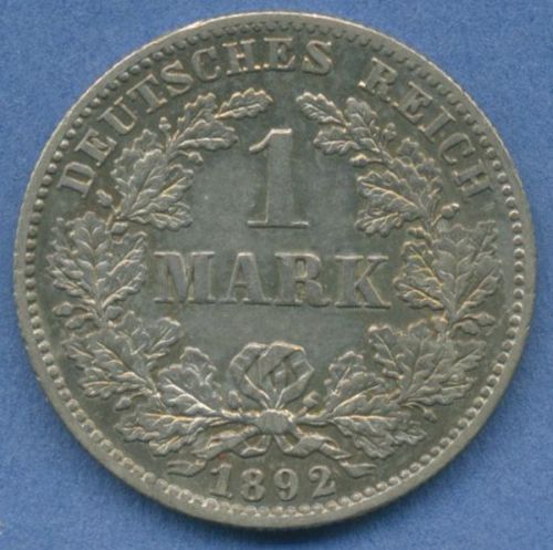 Deutsches Reich 1 Mark Kursmünze 1892 F, J 17 vz (m5812)