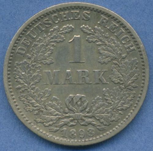 Deutsches Reich 1 Mark Kursmünze 1893 F, J 17 fast vz (m5814)