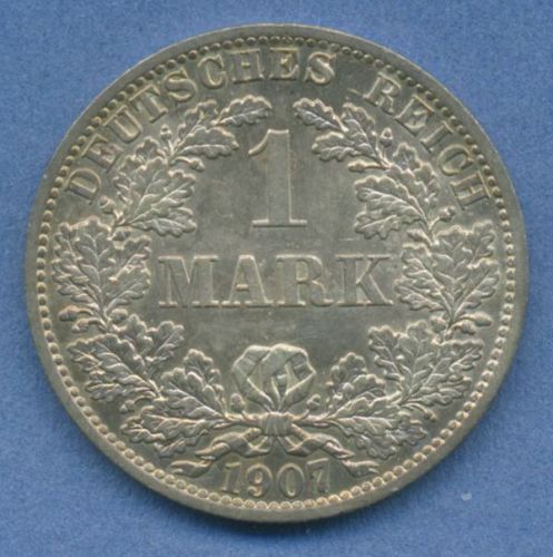 Deutsches Reich 1 Mark Kursmünze 1907 A, J 17 st (m5825)