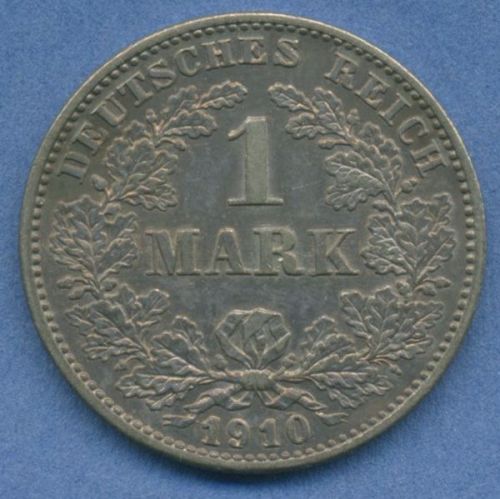 Deutsches Reich 1 Mark Kursmünze 1910 G, J 17 fast st (m5836)