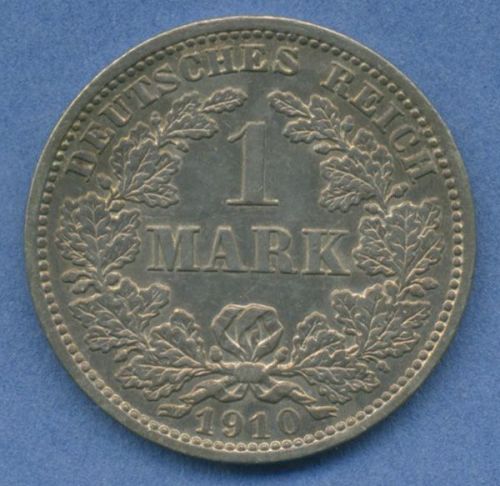 Deutsches Reich 1 Mark Kursmünze 1910 J, J 17 vz+ (m5837)