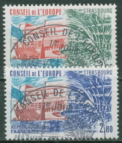 Frankreich 1983 Europarat Europaratsgebäude Plenarsaal D 32/33 gestempelt