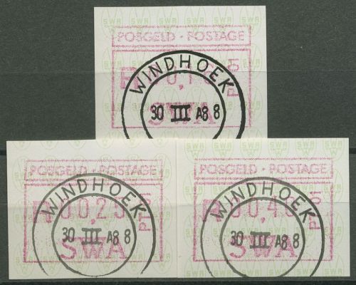 Südwestafrika 1988 Automatenmarken Satz 0,16/0,25/0,40, ATM 1.1/2c gestempelt