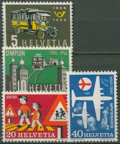Schweiz 1956 Ereignisse Post Simplontunnel Swissair 623/26 postfrisch